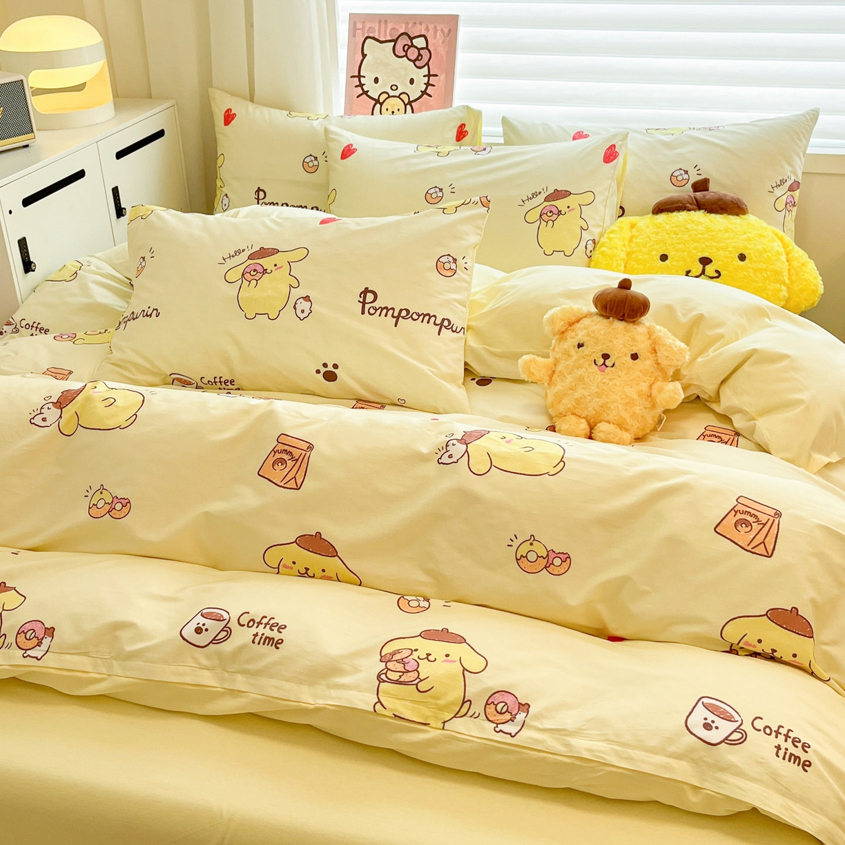 91家纺网 家纺一手货源 找家纺 暮思家居 2026新款正版授权三丽鸥全棉纯棉四件套系列-第二批 甜品布丁狗