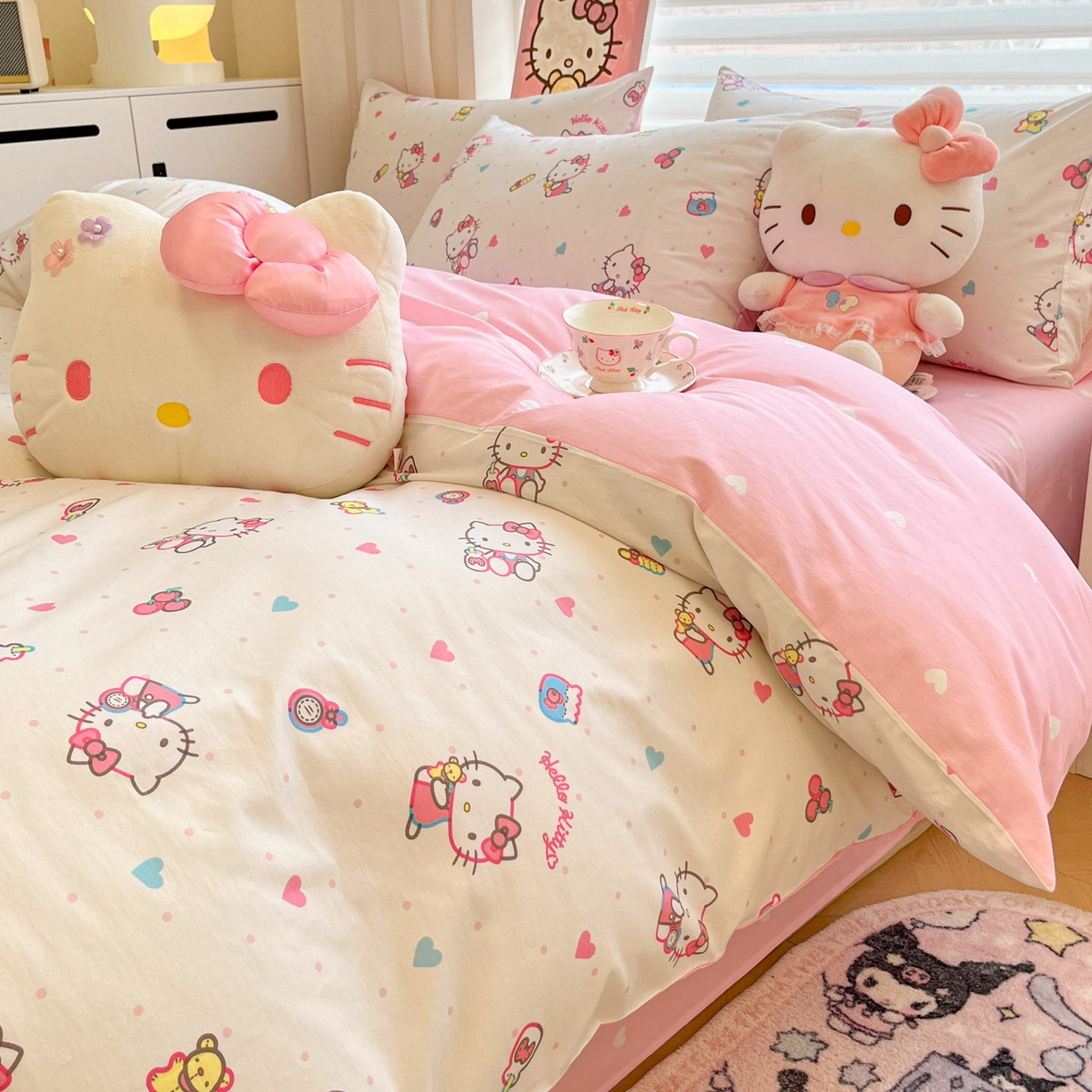 91家纺网 家纺一手货源 找家纺 暮思家居 2026新款正版授权三丽鸥全棉纯棉四件套系列-第二批 甜甜凯蒂