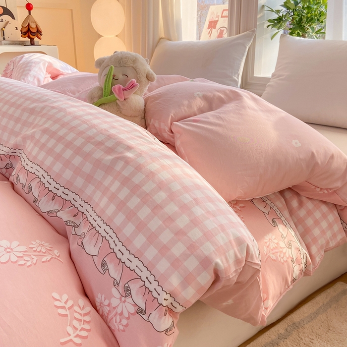 91家纺网 家纺一手货源 找家纺 朵安家纺 2026春夏新款12868全棉纯棉斜纹印花四件套 水榭听香