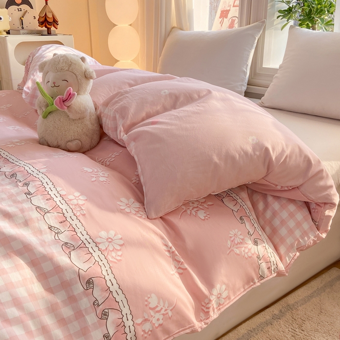 91家纺网 家纺一手货源 找家纺 朵安家纺 2026春夏新款12868全棉纯棉斜纹印花四件套 水榭听香