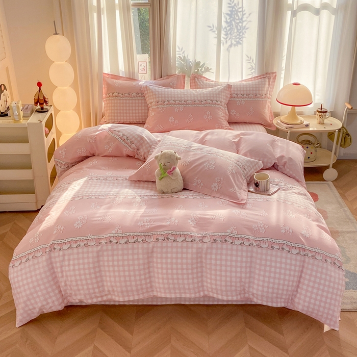 91家纺网 家纺一手货源 找家纺 朵安家纺 2026春夏新款12868全棉纯棉斜纹印花四件套 水榭听香