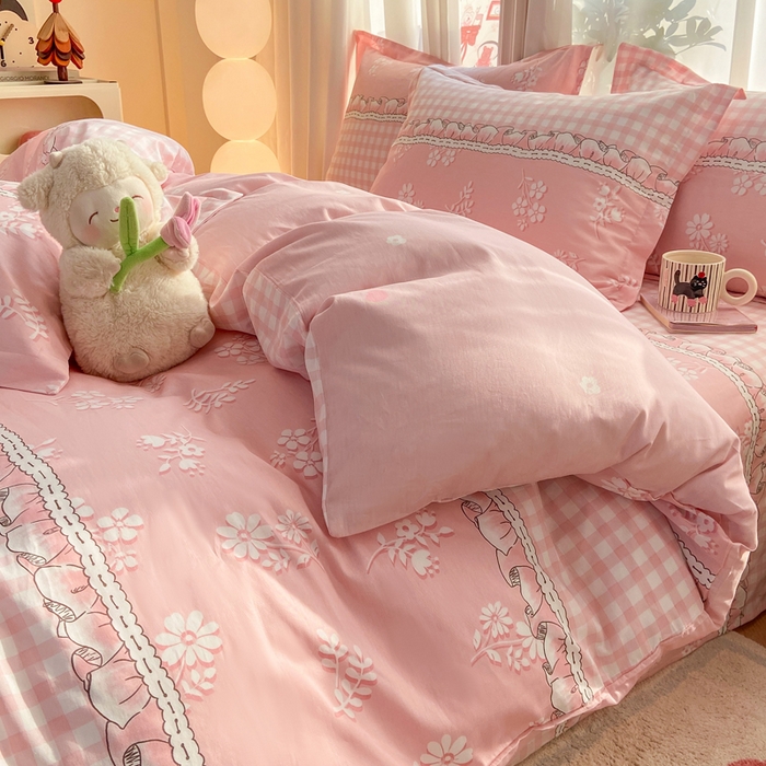 91家纺网 家纺一手货源 找家纺 朵安家纺 2026春夏新款12868全棉纯棉斜纹印花四件套 水榭听香