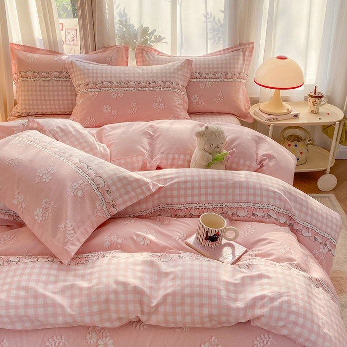 91家纺网 家纺一手货源 找家纺 朵安家纺 2026春夏新款12868全棉纯棉斜纹印花四件套 水榭听香