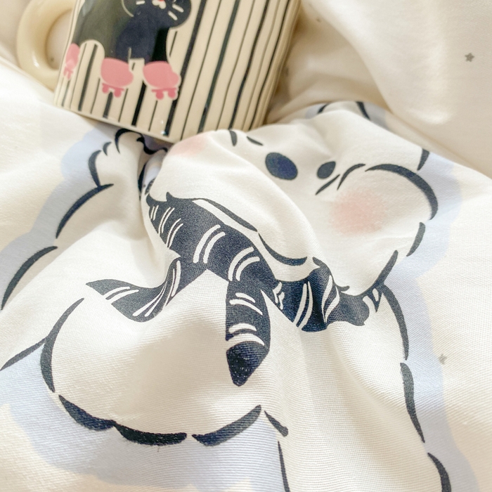 91家纺网 家纺一手货源 找家纺 朵安家纺 2026春夏新款12868全棉纯棉斜纹印花四件套 松糕小狗