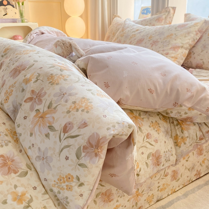 朵安家纺 2026春夏新款12868全棉纯棉斜纹印花四件套 苏糖