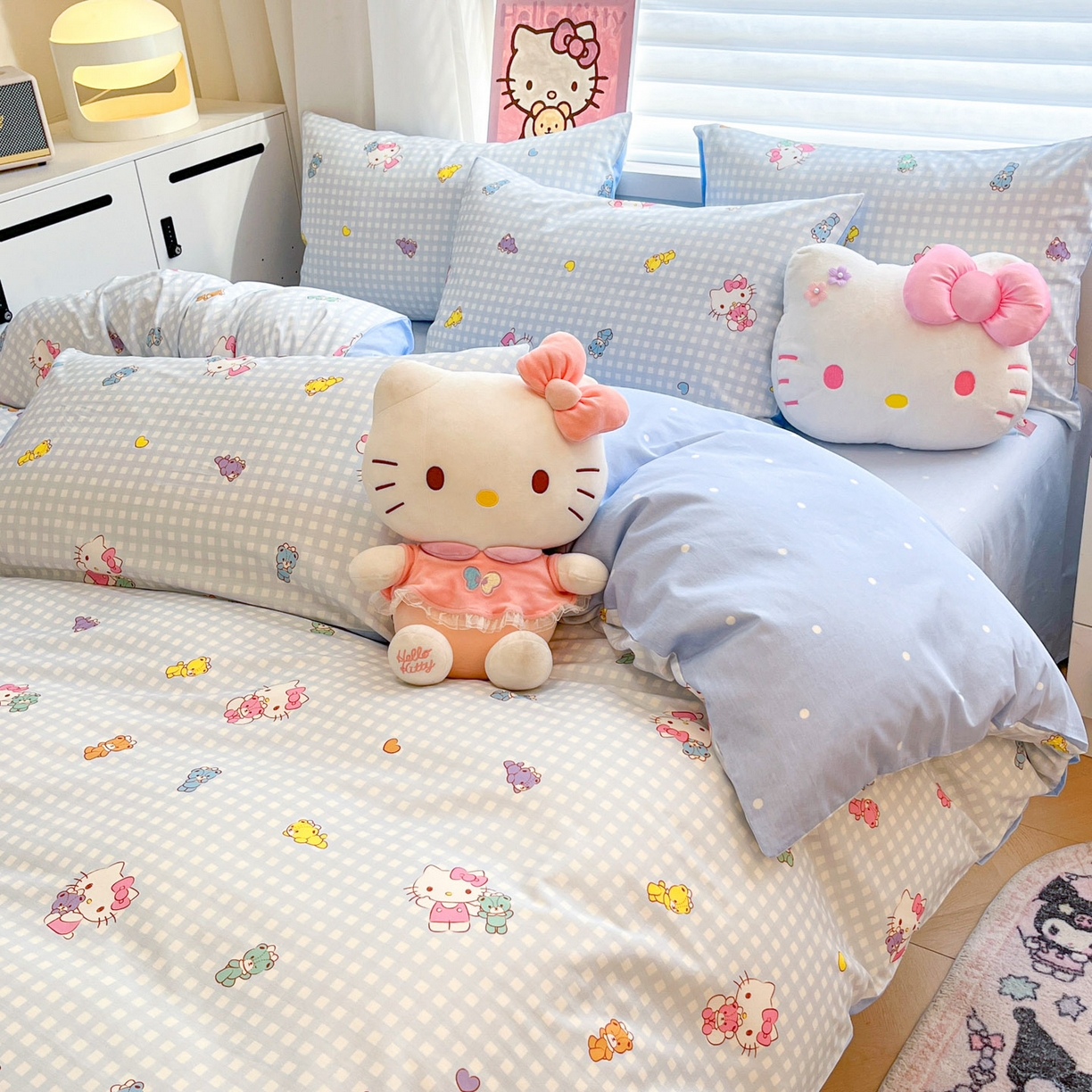 91家纺网 家纺一手货源 找家纺 暮思家居 2026新款正版授权三丽鸥全棉纯棉四件套系列-第二批 小熊KT