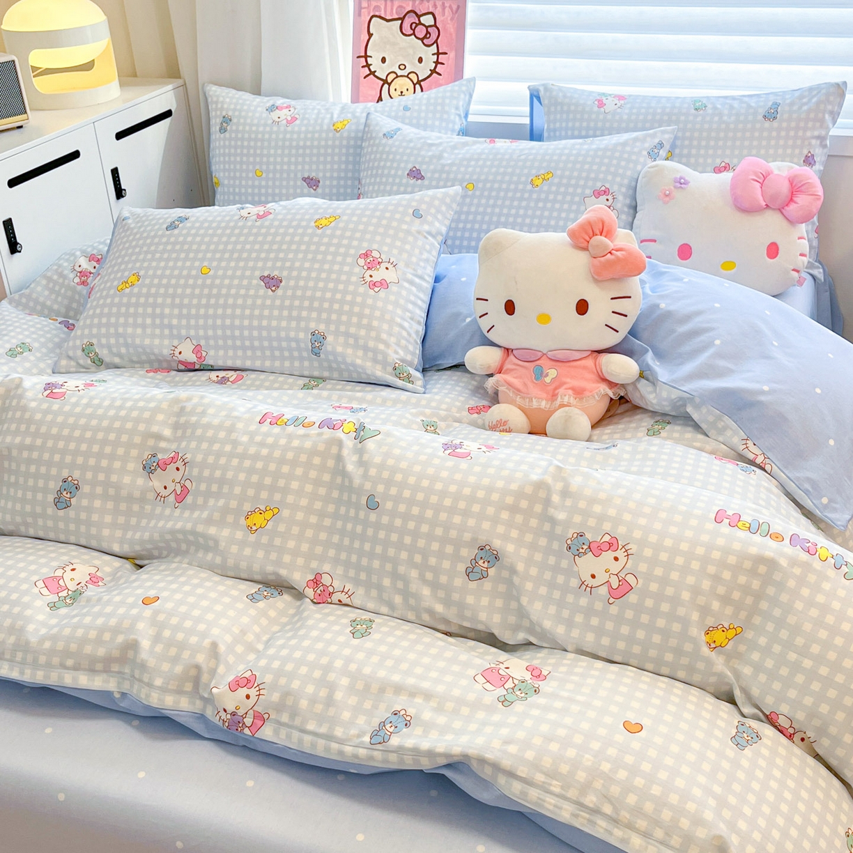 91家纺网 家纺一手货源 找家纺 暮思家居 2026新款正版授权三丽鸥全棉纯棉四件套系列-第二批 小熊KT