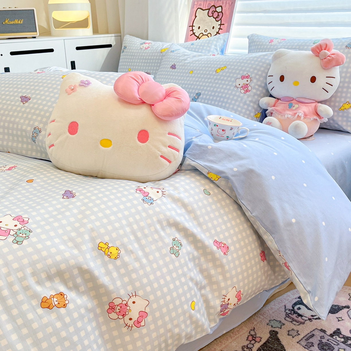 91家纺网 家纺一手货源 找家纺 暮思家居 2026新款正版授权三丽鸥全棉纯棉四件套系列-第二批 小熊KT