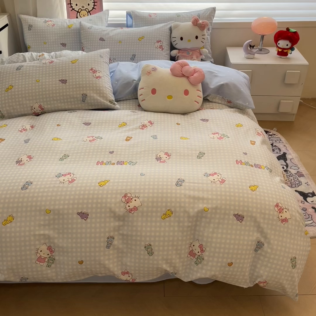 91家纺网 家纺一手货源 找家纺 暮思家居 2026新款正版授权三丽鸥全棉纯棉四件套系列-第二批 小熊KT