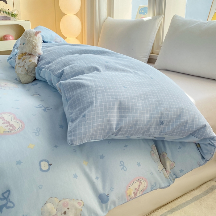 91家纺网 家纺一手货源 找家纺 朵安家纺 2026春夏新款12868全棉纯棉斜纹印花四件套 天使西高地