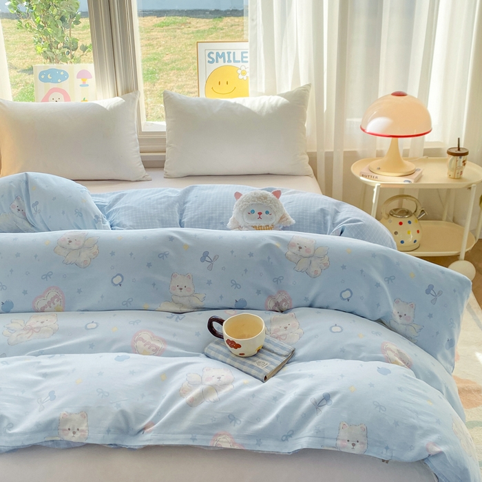 91家纺网 家纺一手货源 找家纺 朵安家纺 2026春夏新款12868全棉纯棉斜纹印花四件套 天使西高地