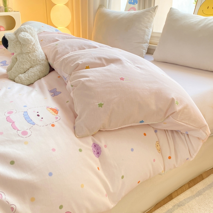 91家纺网 家纺一手货源 找家纺 朵安家纺 2026春夏新款12868全棉纯棉斜纹印花四件套 甜品汪