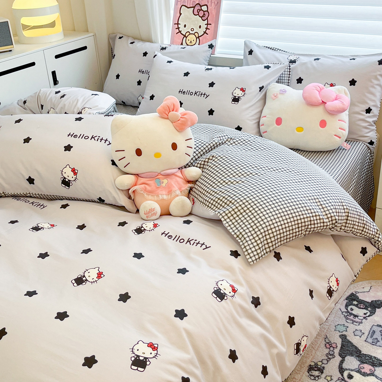 91家纺网 家纺一手货源 找家纺 暮思家居 2026新款正版授权三丽鸥全棉纯棉四件套系列-第二批 星星KT