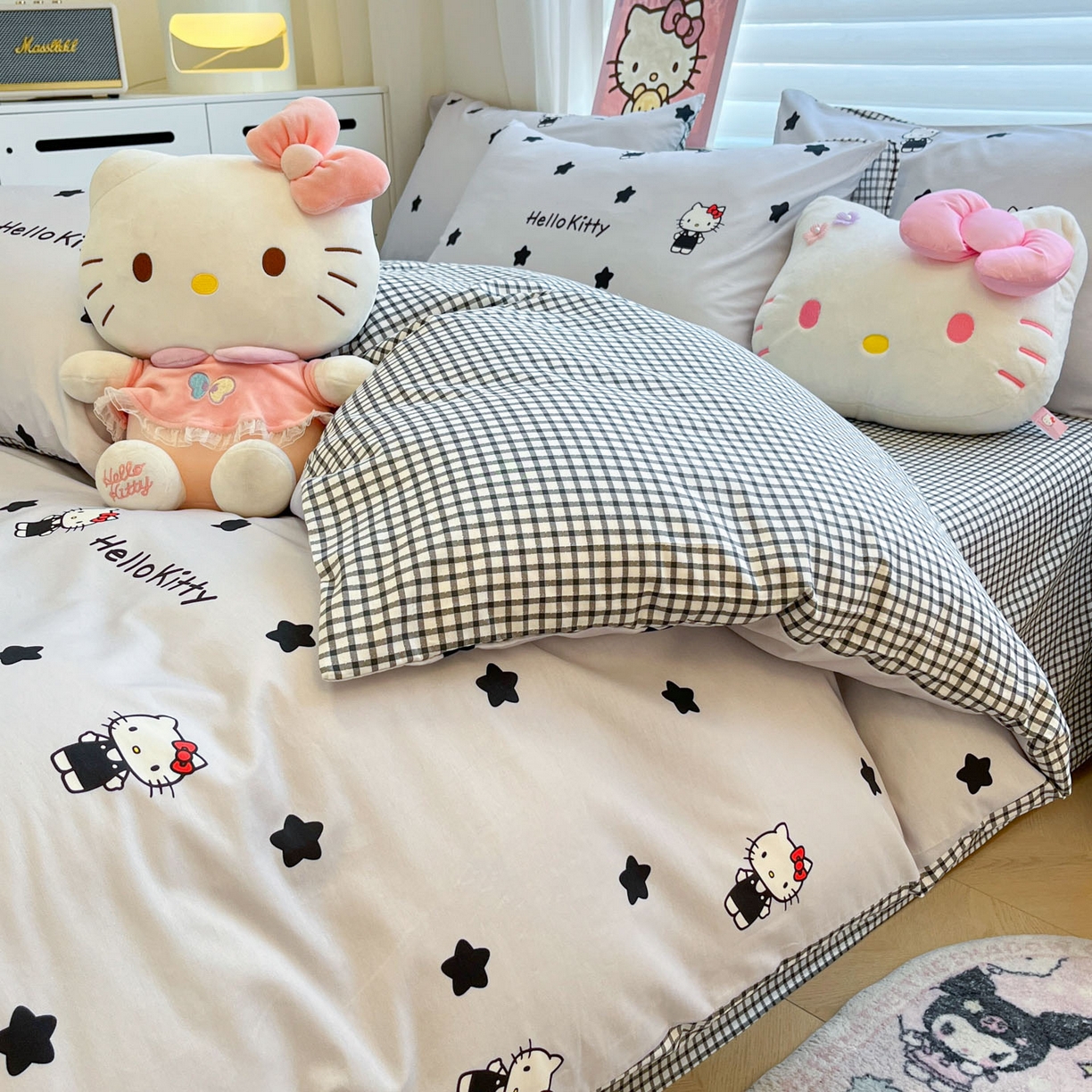 91家纺网 家纺一手货源 找家纺 暮思家居 2026新款正版授权三丽鸥全棉纯棉四件套系列-第二批 星星KT