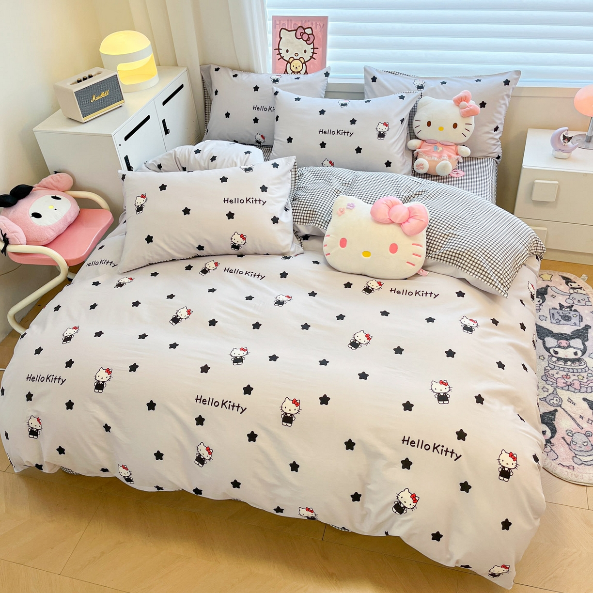 91家纺网 家纺一手货源 找家纺 暮思家居 2026新款正版授权三丽鸥全棉纯棉四件套系列-第二批 星星KT