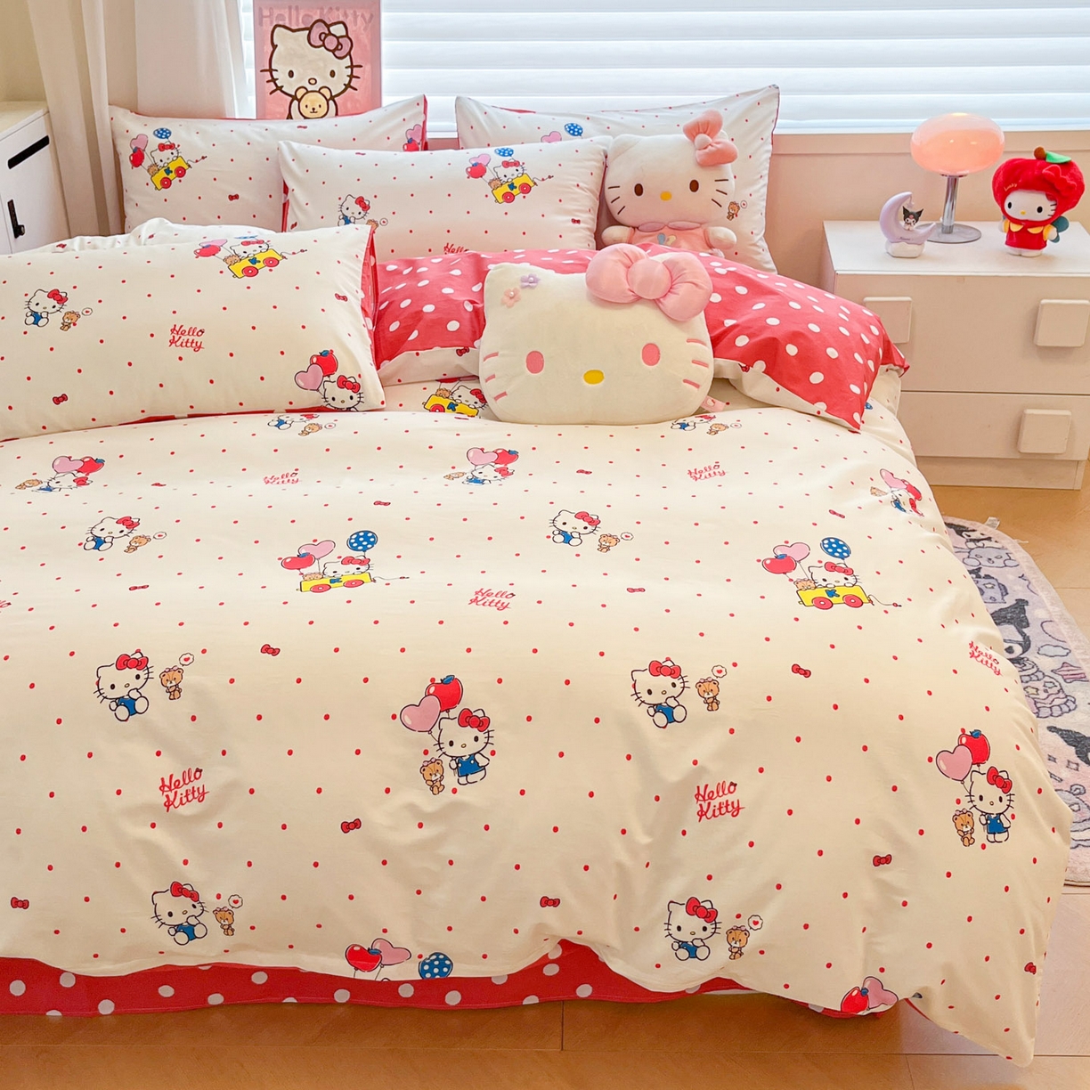 91家纺网 家纺一手货源 找家纺 暮思家居 2026新款正版授权三丽鸥全棉纯棉四件套系列-第二批 幸福KT