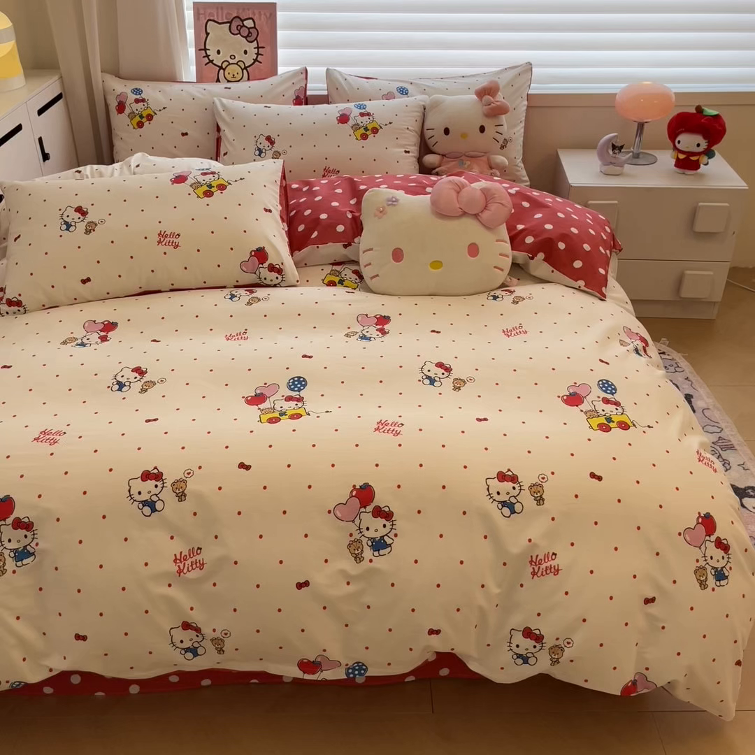 91家纺网 家纺一手货源 找家纺 暮思家居 2026新款正版授权三丽鸥全棉纯棉四件套系列-第二批 幸福KT