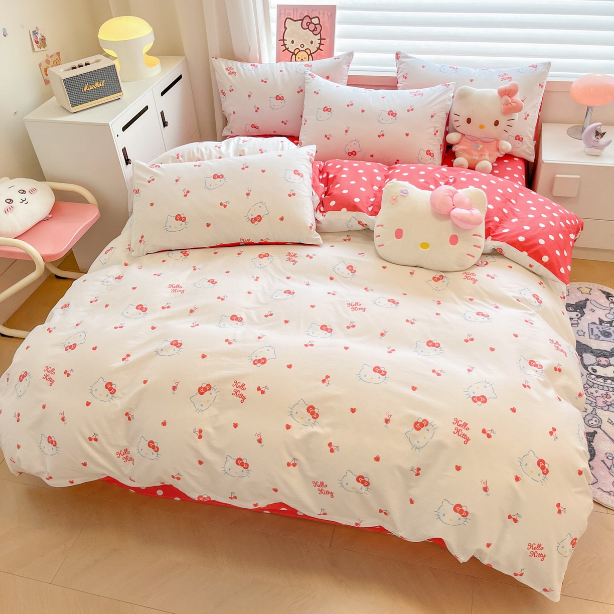 91家纺网 家纺一手货源 找家纺 暮思家居 2026新款正版授权三丽鸥全棉纯棉四件套系列-第二批 樱桃凯蒂