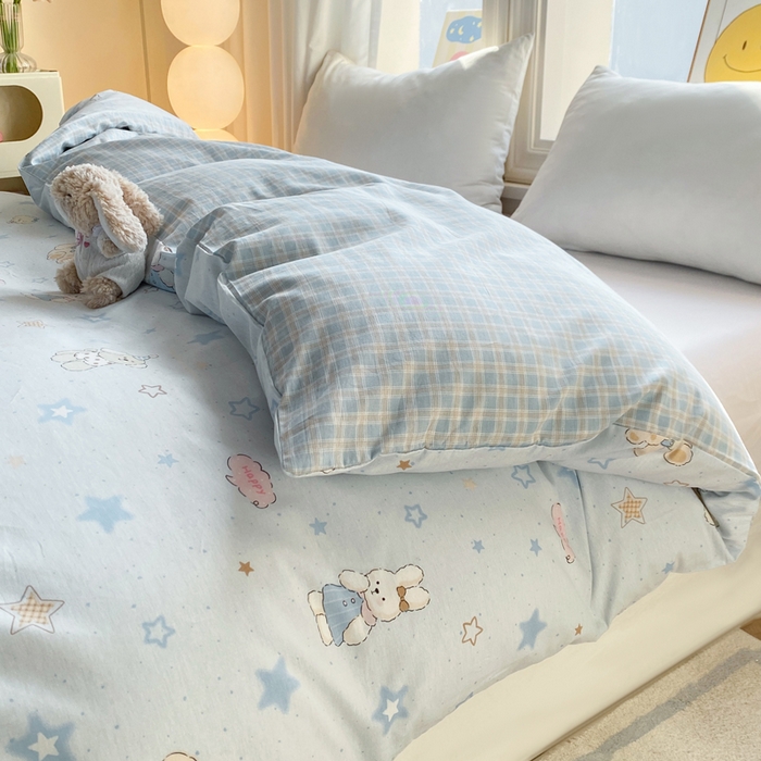 91家纺网 家纺一手货源 找家纺 朵安家纺 2026春夏新款12868全棉纯棉斜纹印花四件套 童话星晴