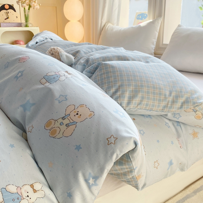 91家纺网 家纺一手货源 找家纺 朵安家纺 2026春夏新款12868全棉纯棉斜纹印花四件套 童话星晴