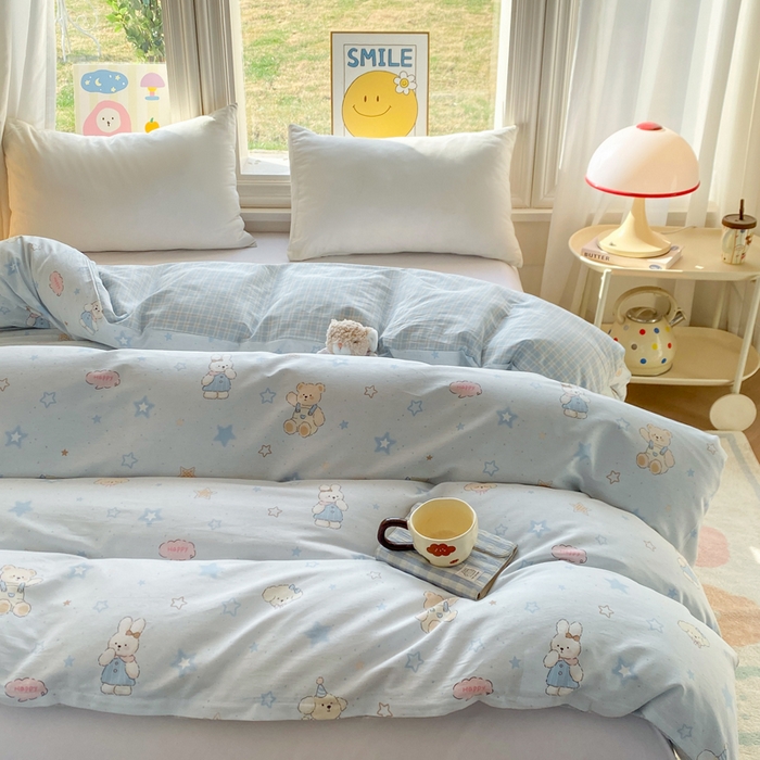 91家纺网 家纺一手货源 找家纺 朵安家纺 2026春夏新款12868全棉纯棉斜纹印花四件套 童话星晴