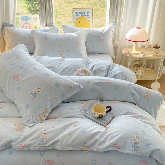 91家纺网 家纺一手货源 找家纺 朵安家纺 2026春夏新款12868全棉纯棉斜纹印花四件套 童话星晴