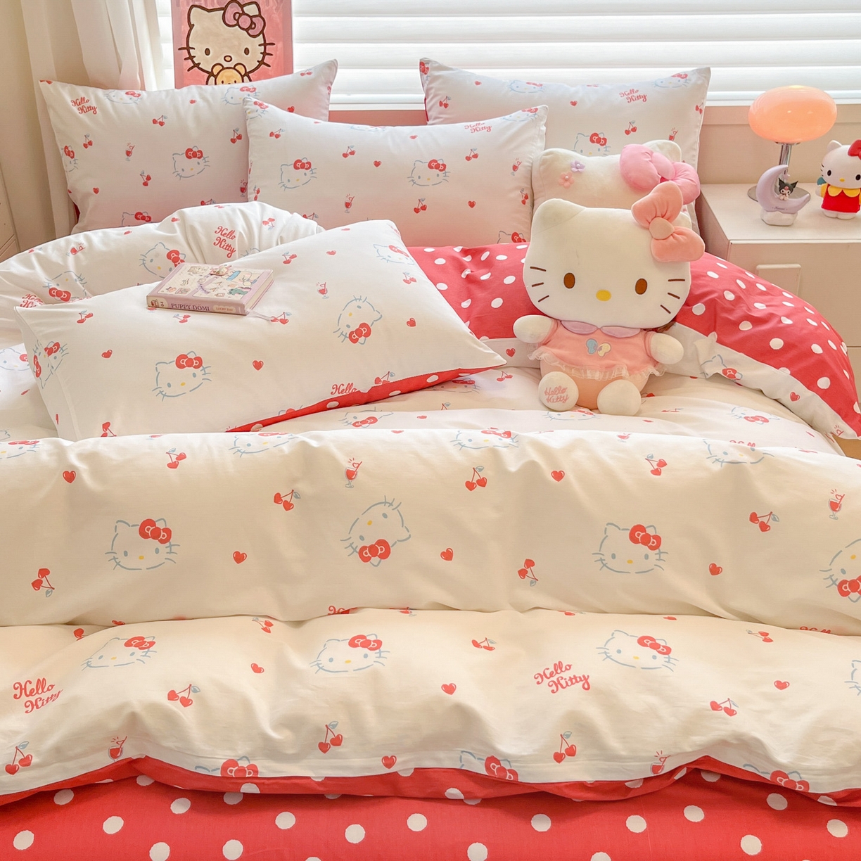 91家纺网 家纺一手货源 找家纺 暮思家居 2026新款正版授权三丽鸥全棉纯棉四件套系列-第二批 樱桃凯蒂