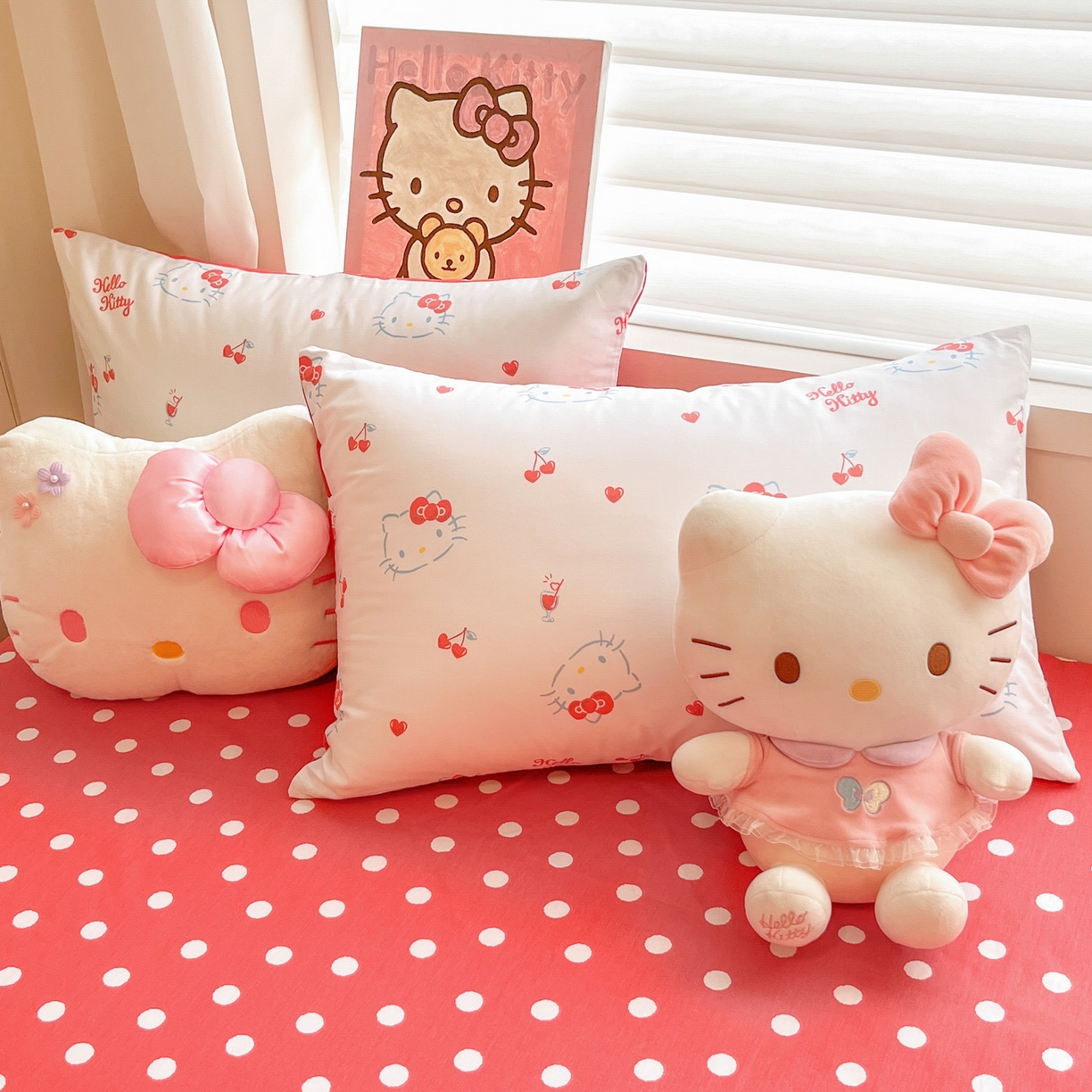 91家纺网 家纺一手货源 找家纺 暮思家居 2026新款正版授权三丽鸥全棉纯棉四件套系列-第二批 樱桃凯蒂