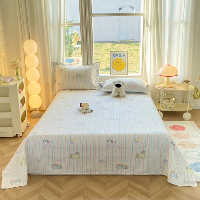 91家纺网 家纺一手货源 找家纺 （总）朵安家纺 2026春夏新款12868全棉纯棉斜纹印花单床单 床单单件