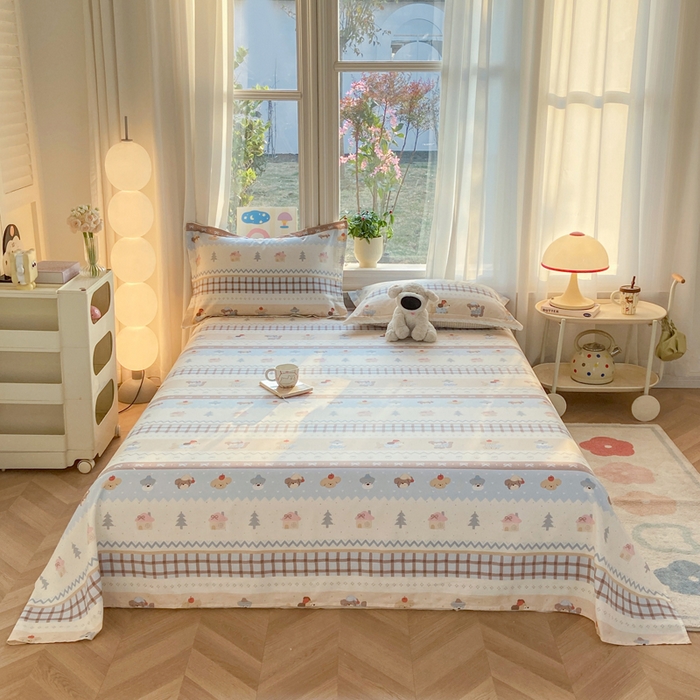 91家纺网 家纺一手货源 找家纺 （总）朵安家纺 2026春夏新款12868全棉纯棉斜纹印花单床单 床单单件