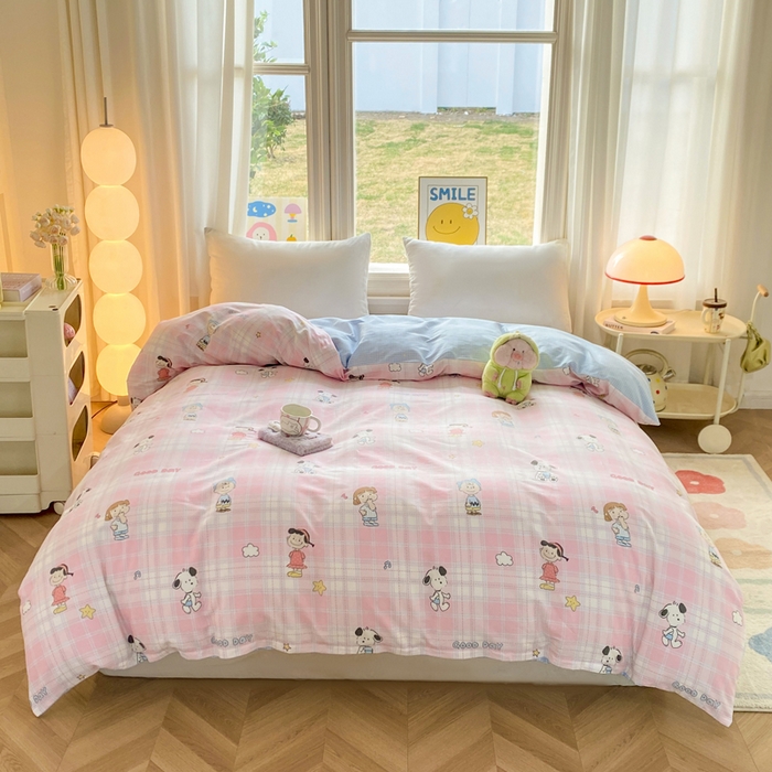 91家纺网 家纺一手货源 找家纺 朵安家纺 2026春夏新款12868全棉纯棉斜纹印花四件套 微笑萌宠