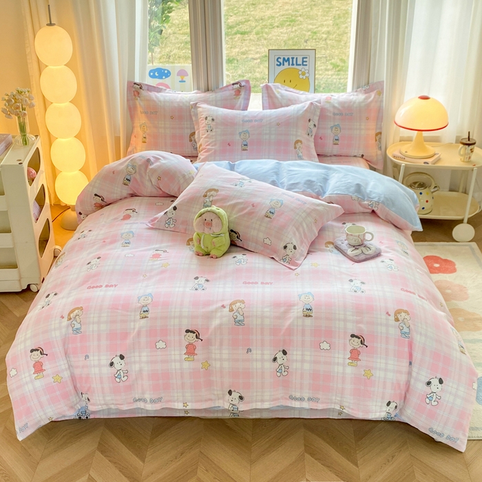 91家纺网 家纺一手货源 找家纺 朵安家纺 2026春夏新款12868全棉纯棉斜纹印花四件套 微笑萌宠