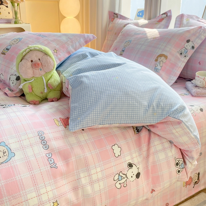 91家纺网 家纺一手货源 找家纺 朵安家纺 2026春夏新款12868全棉纯棉斜纹印花四件套 微笑萌宠