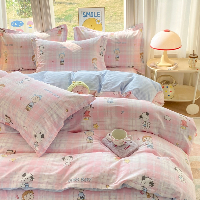 91家纺网 家纺一手货源 找家纺 朵安家纺 2026春夏新款12868全棉纯棉斜纹印花四件套 微笑萌宠