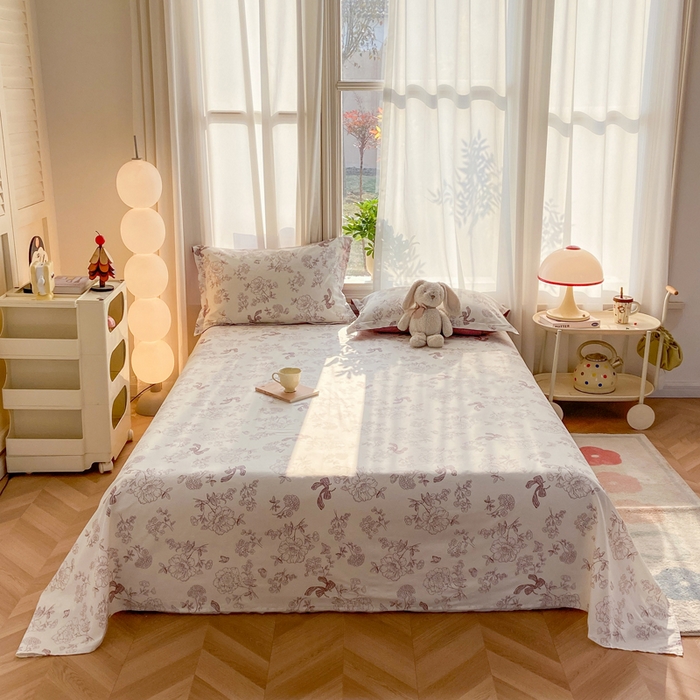 91家纺网 家纺一手货源 找家纺 （总）朵安家纺 2026春夏新款12868全棉纯棉斜纹印花单床单 床单单件