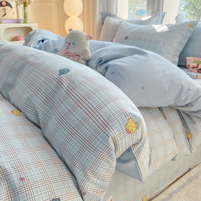 朵安家纺 2026春夏新款12868全棉纯棉斜纹印花四件套 小熊格调