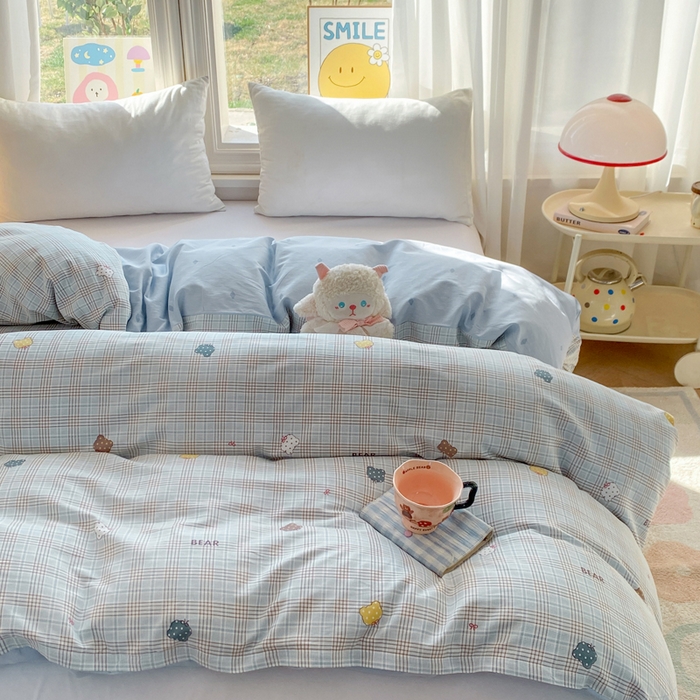 91家纺网 家纺一手货源 找家纺 朵安家纺 2026春夏新款12868全棉纯棉斜纹印花四件套 小熊格调