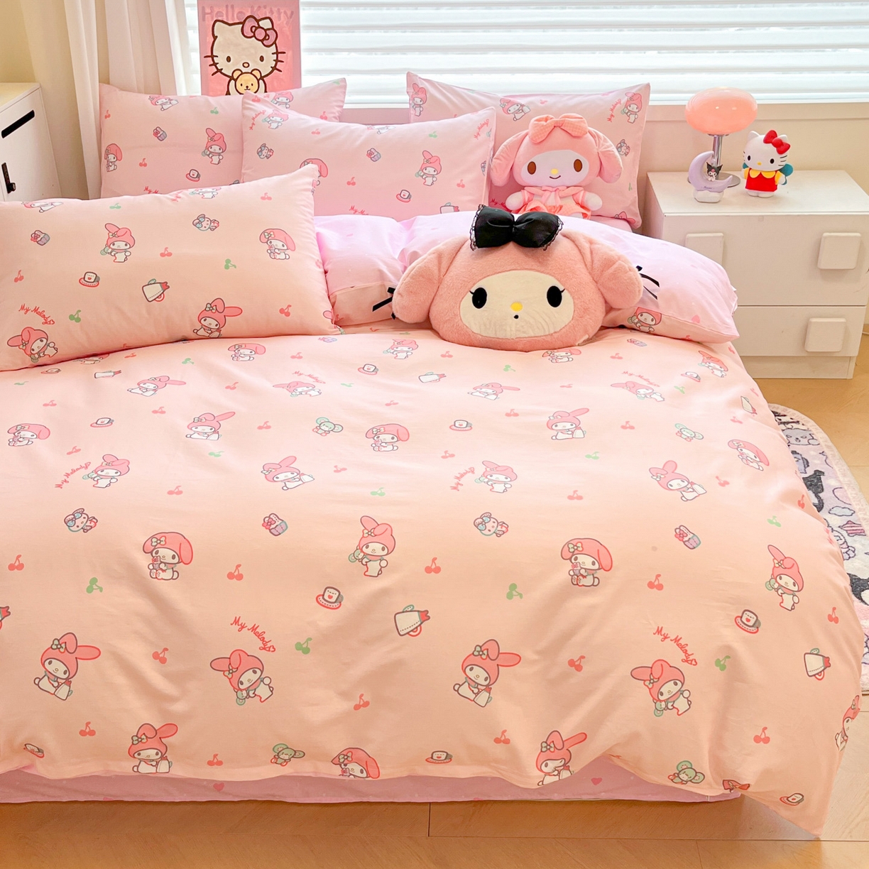 91家纺网 家纺一手货源 找家纺 暮思家居 2026新款正版授权三丽鸥全棉纯棉四件套系列-第二批 元气美乐蒂