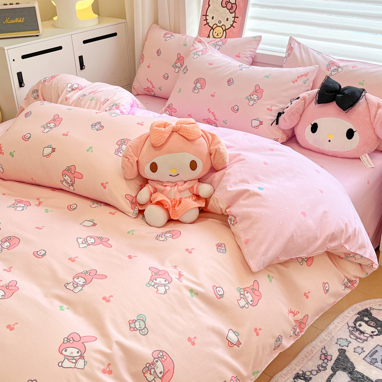 91家纺网 家纺一手货源 找家纺 暮思家居 2026新款正版授权三丽鸥全棉纯棉四件套系列-第二批 元气美乐蒂