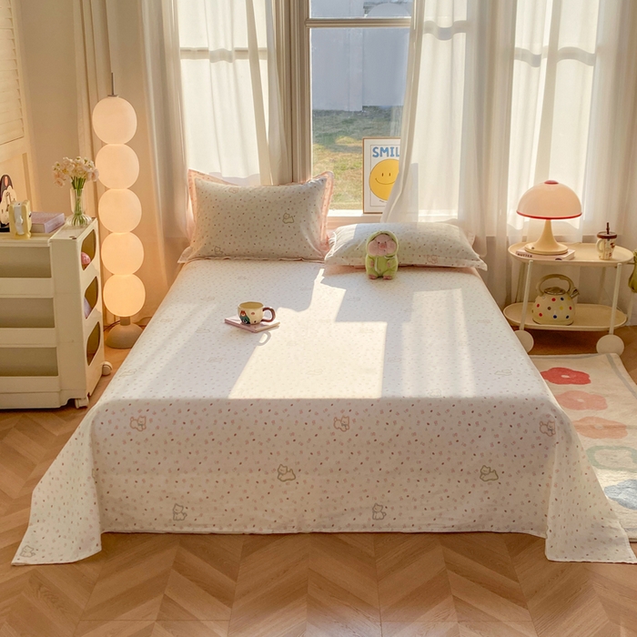 91家纺网 家纺一手货源 找家纺 （总）朵安家纺 2026春夏新款12868全棉纯棉斜纹印花单床单 床单单件