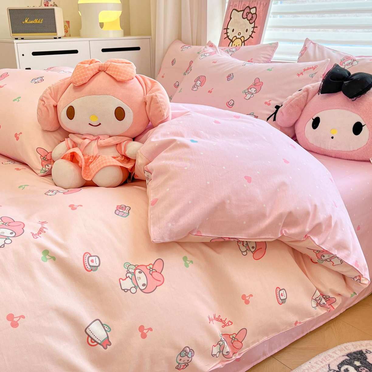 91家纺网 家纺一手货源 找家纺 暮思家居 2026新款正版授权三丽鸥全棉纯棉四件套系列-第二批 元气美乐蒂