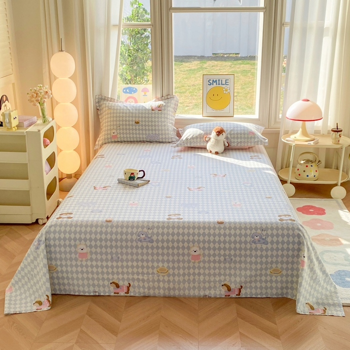 91家纺网 家纺一手货源 找家纺 （总）朵安家纺 2026春夏新款12868全棉纯棉斜纹印花单床单 床单单件