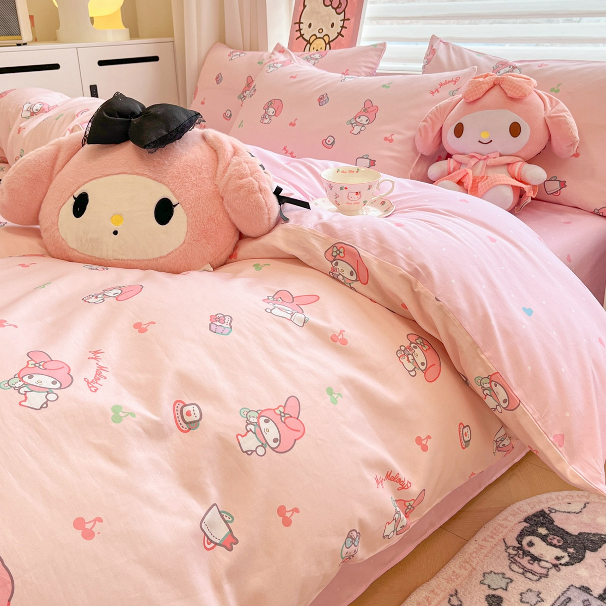 91家纺网 家纺一手货源 找家纺 暮思家居 2026新款正版授权三丽鸥全棉纯棉四件套系列-第二批 元气美乐蒂