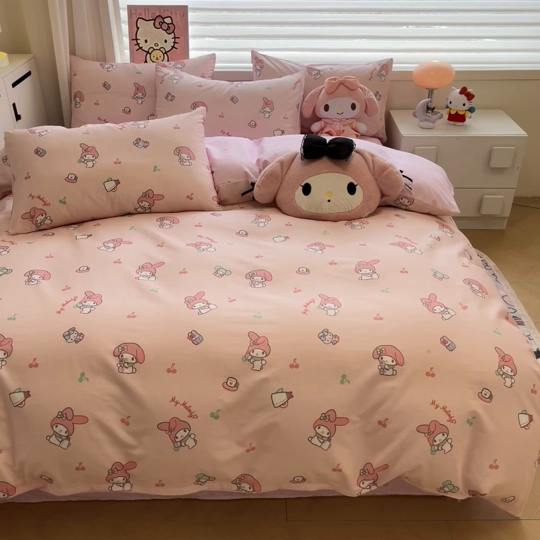 91家纺网 家纺一手货源 找家纺 暮思家居 2026新款正版授权三丽鸥全棉纯棉四件套系列-第二批 元气美乐蒂