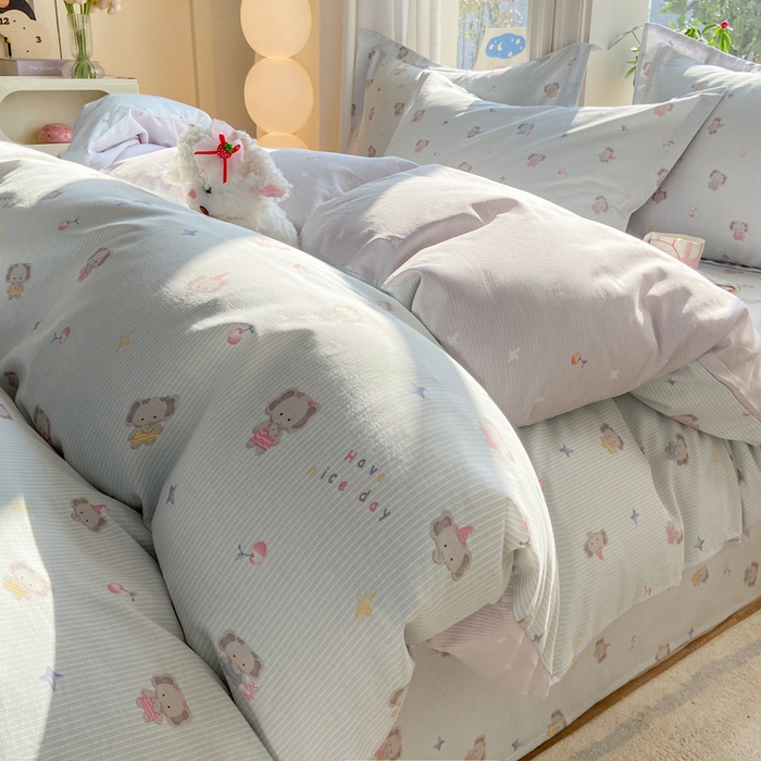 朵安家纺 2026春夏新款12868全棉纯棉斜纹印花四件套 星小象