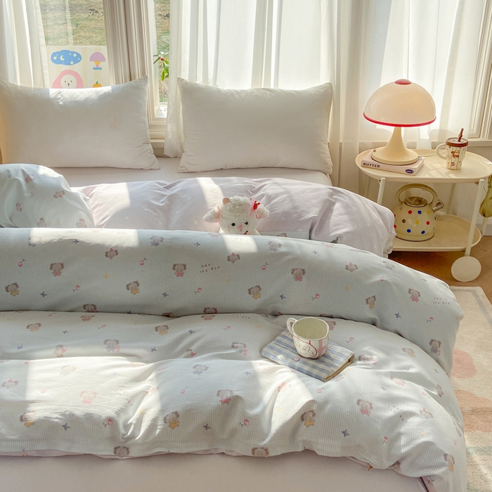 91家纺网 家纺一手货源 找家纺 朵安家纺 2026春夏新款12868全棉纯棉斜纹印花四件套 星小象