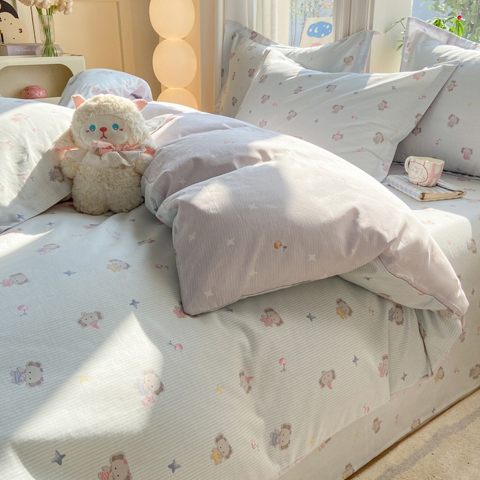 91家纺网 家纺一手货源 找家纺 朵安家纺 2026春夏新款12868全棉纯棉斜纹印花四件套 星小象