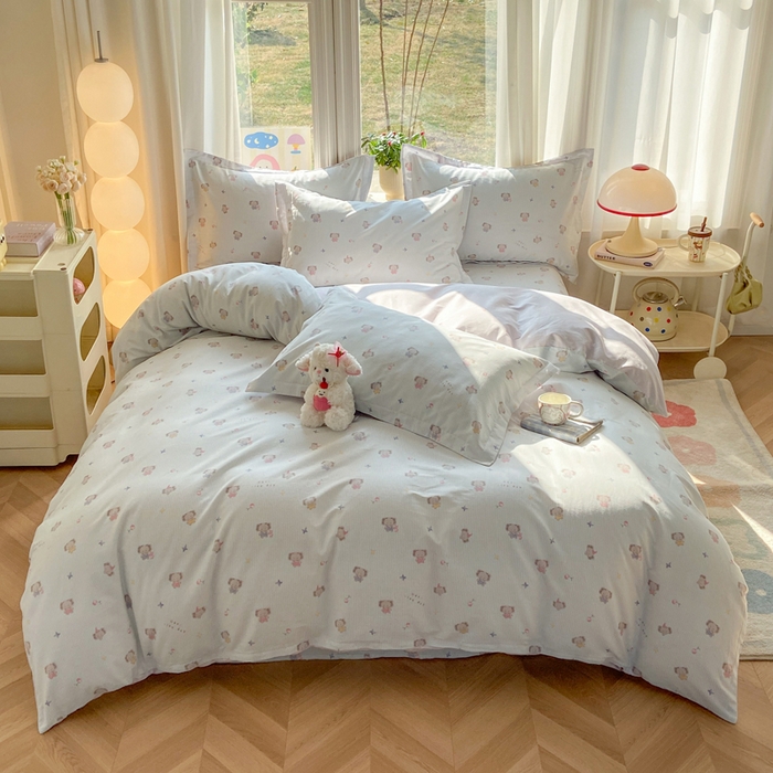 91家纺网 家纺一手货源 找家纺 朵安家纺 2026春夏新款12868全棉纯棉斜纹印花四件套 星小象