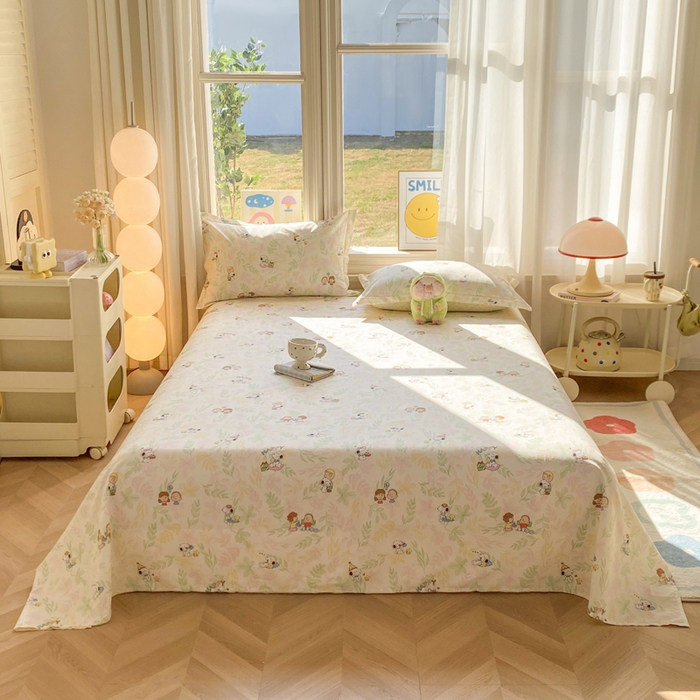 91家纺网 家纺一手货源 找家纺 （总）朵安家纺 2026春夏新款12868全棉纯棉斜纹印花单床单 床单单件