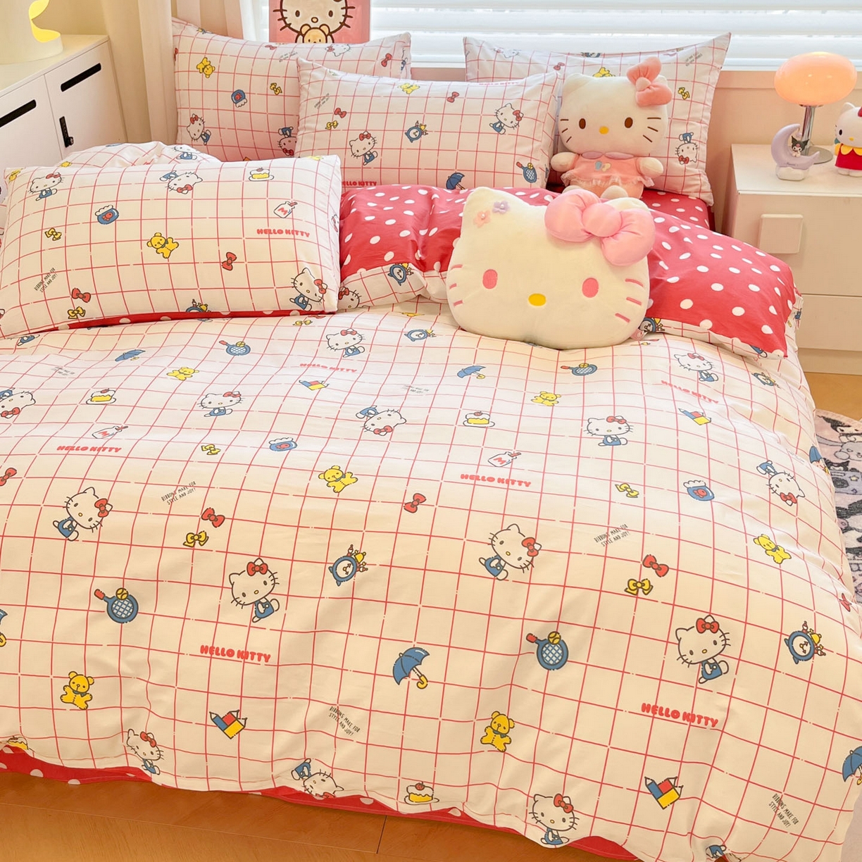 91家纺网 家纺一手货源 找家纺 暮思家居 2026新款正版授权三丽鸥全棉纯棉四件套系列-第二批 运动凯蒂